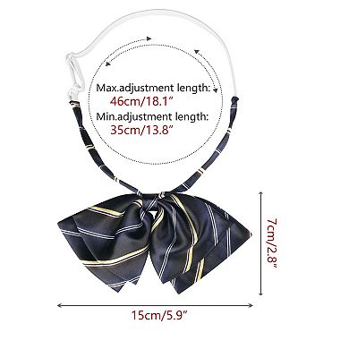 Double Layers Pre-tied Floppy Bowtie Striped Cute Uniform Tie for Women School Casual