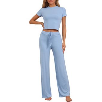 Women's Sweatsuit Tracksuit 2 pc Set T-shirt and Wide-Led Drawstring Pants