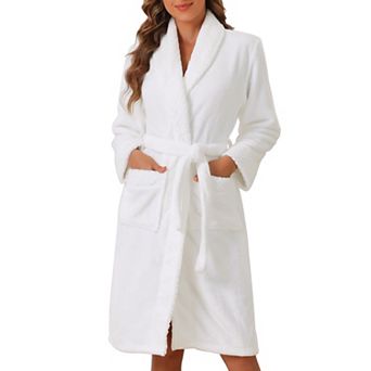 Women's Flannel Bathrobe Plush Soft Robe Fluffy Long Spa Robe