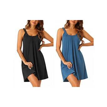 2 Pack Womens Nightgown Sleeveless Sleepwear Sleep Shirt Large Hem Short Nightshirt