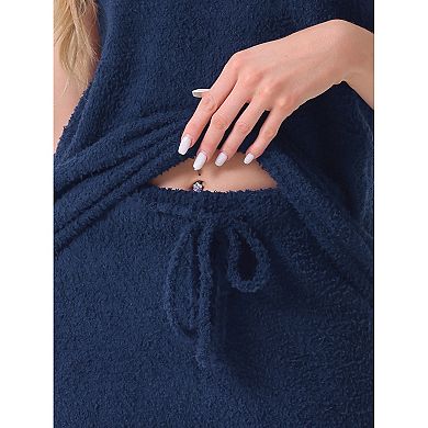 Womens Fluffy Fleece Pajama Set Sleeveless Cami Joggers Thick Plush Loungewear 2 Piece Sleepwear