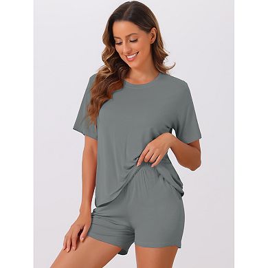 Women's Pajamas Set Boxy T-Shirt Matching Sleep Shorts Set Comfy Lounge Wear Set 2 Piece