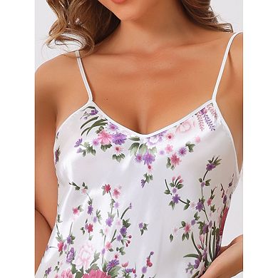 Womens Satin Lingerie Dress Sleepwear Slip Chemise Nightwear Silky Mini Floral Nightgowns