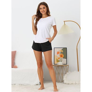 2 Pack Womens Pajama Bottom Stretch Drawstring with Pockets Sleepwear Lounge Shorts