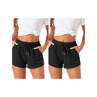 2 Pack Womens Pajama Bottom Stretch Drawstring with Pockets Sleepwear Lounge Shorts