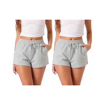 2 Pack Womens Pajama Bottom Stretch Drawstring with Pockets Sleepwear Lounge Shorts