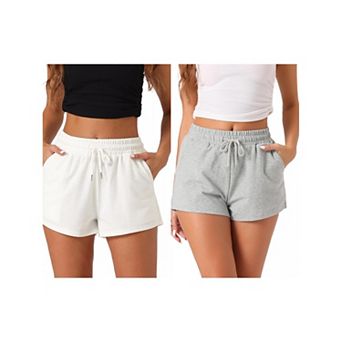 2 Pack Womens Pajama Bottom Stretch Drawstring with Pockets Sleepwear Lounge Shorts