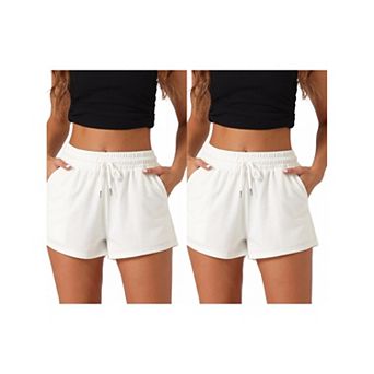 2 Pack Womens Pajama Bottom Stretch Drawstring with Pockets Sleepwear Lounge Shorts