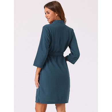 2 Pack Womens Waffle Bathrobe Soft Kimono Spa & Bath Mid-Length Robes