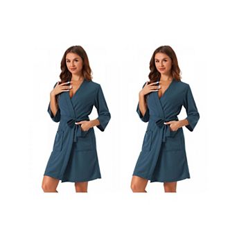 2 Pack Womens Waffle Bathrobe Soft Kimono Spa & Bath Mid-Length Robes