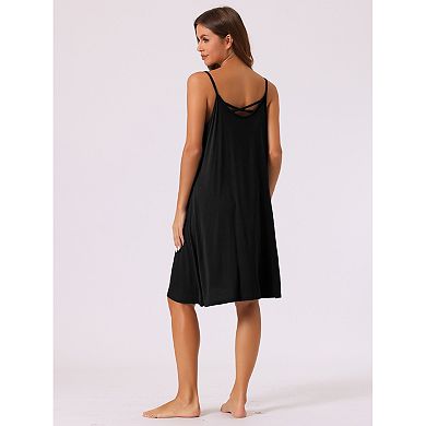 2 Pack Womens Cami Nightgown Sleepwear Spaghetti Strap Pajama Cross Back Nightshirt