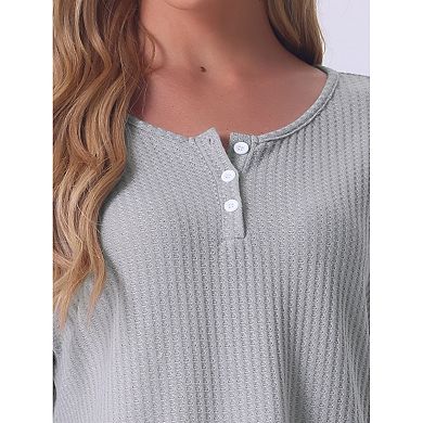 Womens Pajama Set Waffle Knit Lounge Long Sleeve 2 Piece PJ's Set Sweatsuit Outfits