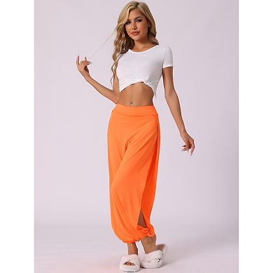 Womens Yoga Harem Pants Side Slit Joggers Sports Beach Cover-up Workout Sweatpants