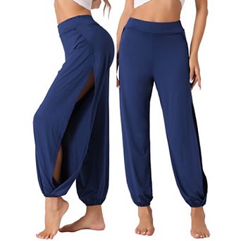 Womens Yoga Harem Pants Side Slit Joggers Sports Beach Cover-up Workout Sweatpants