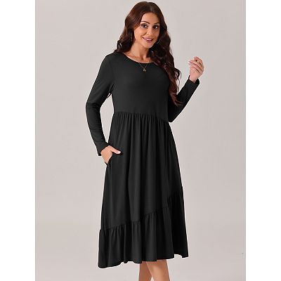 chinese dress ladies Long Sleeve Gauze Tiered Midi Dress main image 0