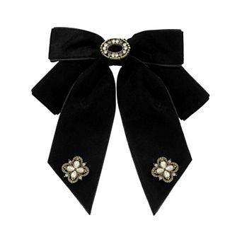 Women's Velvet Bow Brooch Alloy Rhinestone Pin Bow Tie 1 pc