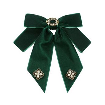 Women's Velvet Bow Brooch Alloy Rhinestone Pin Bow Tie 1 pc