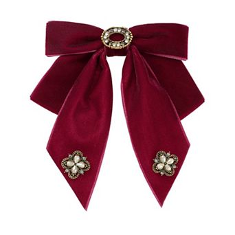 Women's Velvet Bow Brooch Alloy Rhinestone Pin Bow Tie 1 pc