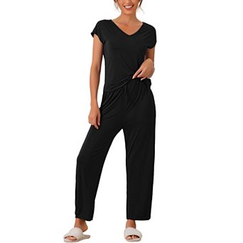 Womens Short Sleeve Modal Casual Set Pajama 2 pc Loungewear Long Pants Sweatsuit