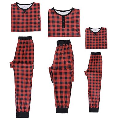 Christmas Pajama Set Plaid Print Long Sleeve Top Matching Pants for Children