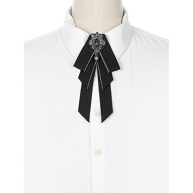 Women's Ribbon Brooch Necktie Rhinestone Bow Ties for Elegant Chic