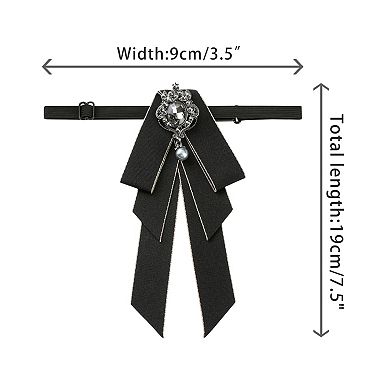 Women's Ribbon Brooch Necktie Rhinestone Bow Ties for Elegant Chic