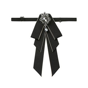 Women's Ribbon Brooch Necktie Rhinestone Bow Ties for Elegant Chic