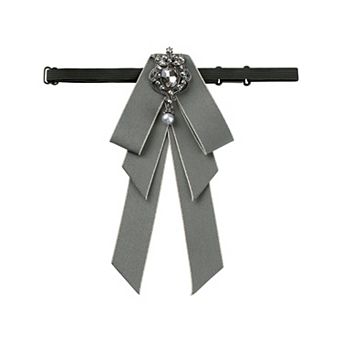 Women's Ribbon Brooch Necktie Rhinestone Bow Ties for Elegant Chic