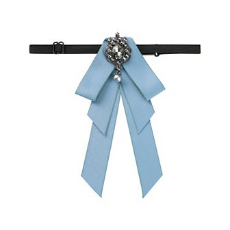 Women's Ribbon Brooch Necktie Rhinestone Bow Ties for Elegant Chic
