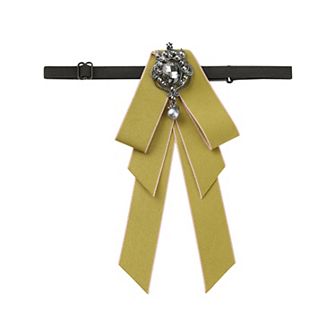 Women's Ribbon Brooch Necktie Rhinestone Bow Ties for Elegant Chic