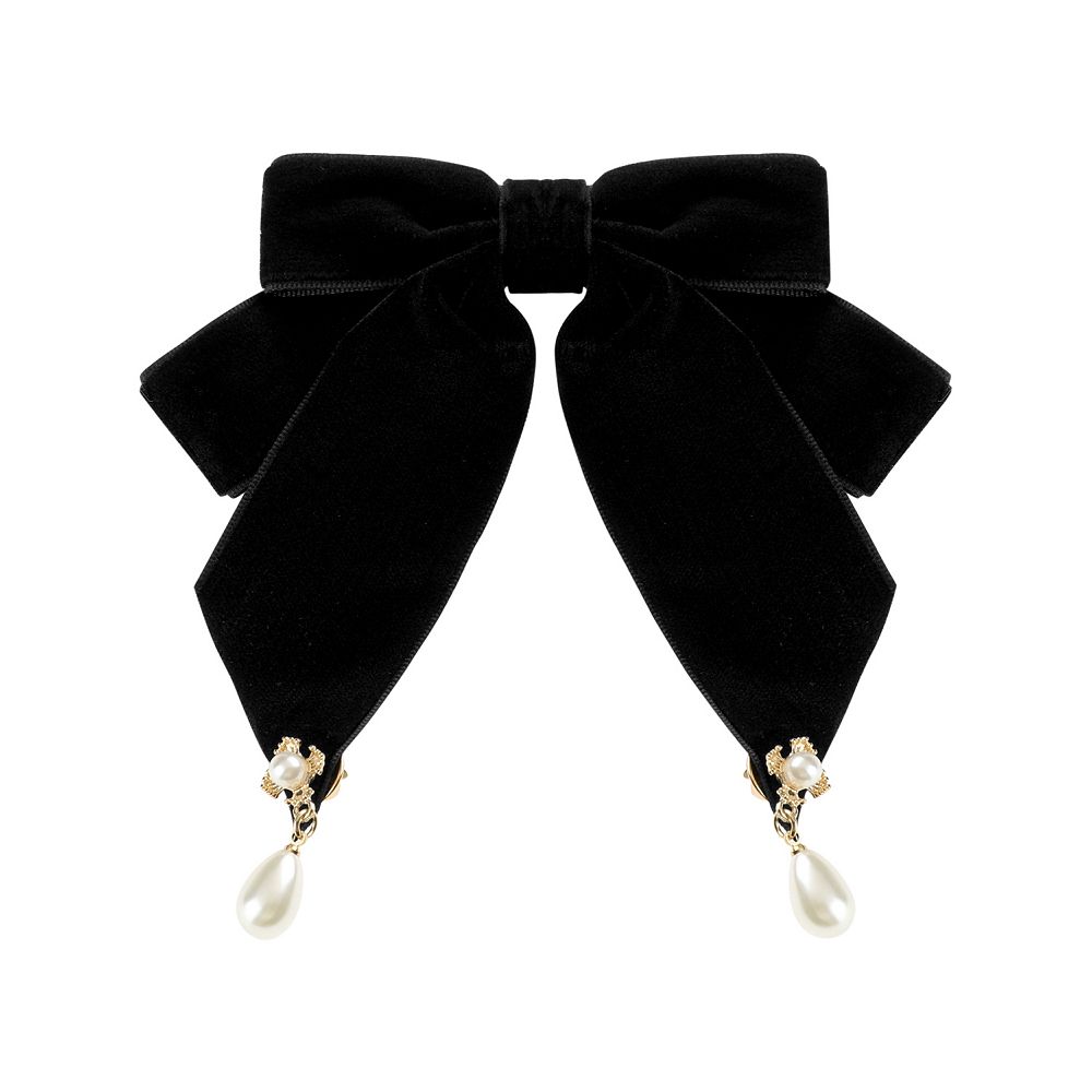 Women's Retro Velvet Ribbon Bow Tie Brooch Necktie Pre-Tied Big Bowknot ...