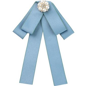 Women's Ribbon Bow Brooch Rhinestone Bowknot Pre-Tied Bow Ties for Wedding Party