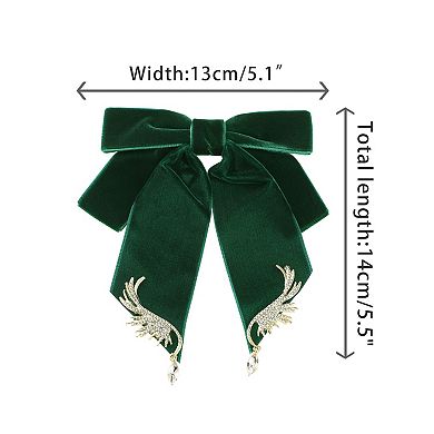 Women's Ribbon Bow Ties Velvet Solid Color Rhinestone Wings Bow Brooch for Party Wedding