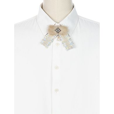 Women's Brooch Bowknot Multicolored Braided Tweed Ribbon Furry Bow Ties