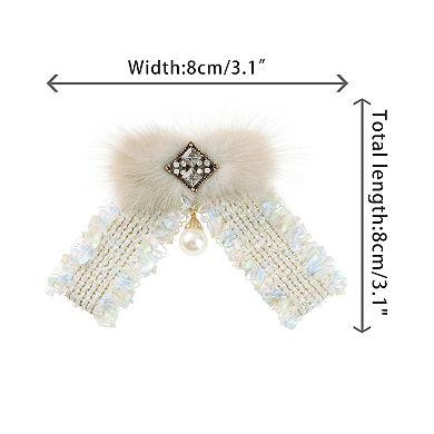 Women's Brooch Bowknot Multicolored Braided Tweed Ribbon Furry Bow Ties