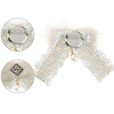 Women's Brooch Bowknot Multicolored Braided Tweed Ribbon Furry Bow Ties