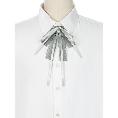Women's Lace Bow Tie Brooches Pre-Tied Neck Tie Shirt Corsage Ribbon Brooch