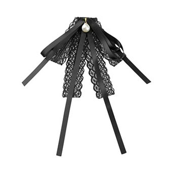 Women's Lace Bow Tie Brooches Pre-Tied Neck Tie Shirt Corsage Ribbon Brooch