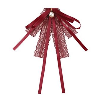 Women's Lace Bow Tie Brooches Pre-Tied Neck Tie Shirt Corsage Ribbon Brooch