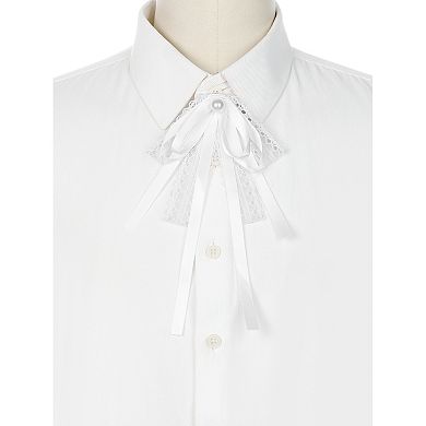 Lace Bow Tie Brooches for Women Fashion Brooch Pins Pre-Tied Neck Tie