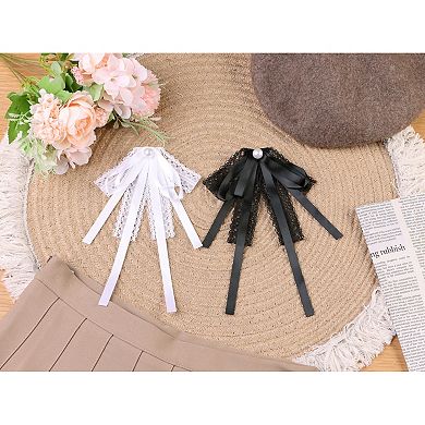 Lace Bow Tie Brooches for Women Fashion Brooch Pins Pre-Tied Neck Tie