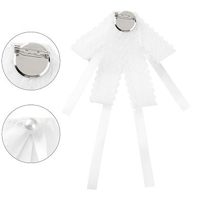 Lace Bow Tie Brooches for Women Fashion Brooch Pins Pre-Tied Neck Tie