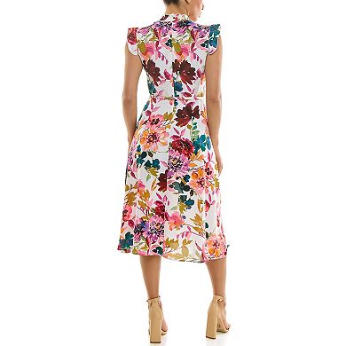 Women's Nina Leonard Smocked Printed Dress