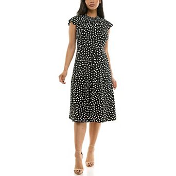 Women's Nina Leonard Smocked Printed Dress