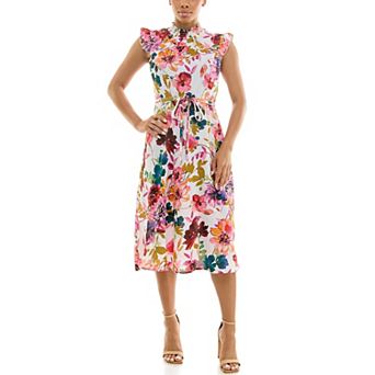 Women's Nina Leonard Smocked Printed Dress