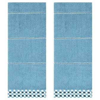 Striped Checked Hand Towels, Absorbent Soft Decorative Towel 2 Pack
