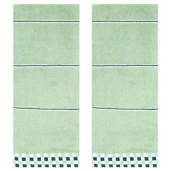 Striped Checked Hand Towels, Absorbent Soft Decorative Towel 2 Pack