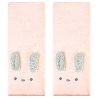 Coral Hand Towels Soft and Absorbent Rabbit Pattern Towel Set for Bathroom 2 Pack