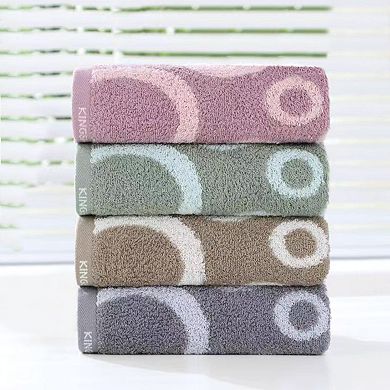 Cute Round Geometric Pattern Hand Towels, Soft Comfortable Bathroom Towel 2 Pack