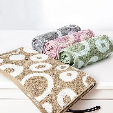 Cute Round Geometric Pattern Hand Towels, Soft Comfortable Bathroom Towel 2 Pack